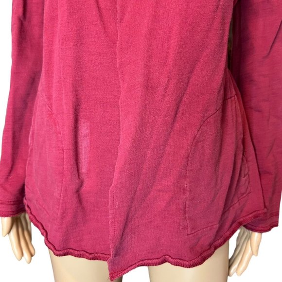 Lucky Brand Womens Open Cardigan Size XS Burgundy Mid Length Pockets Collared - Picture 7 of 15